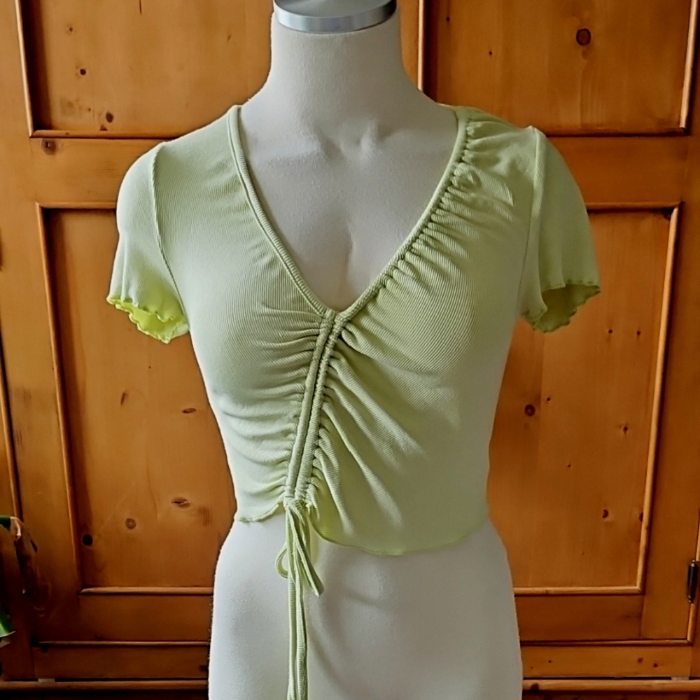 Beige Botany Yellow Crop Top Size S NWOT
